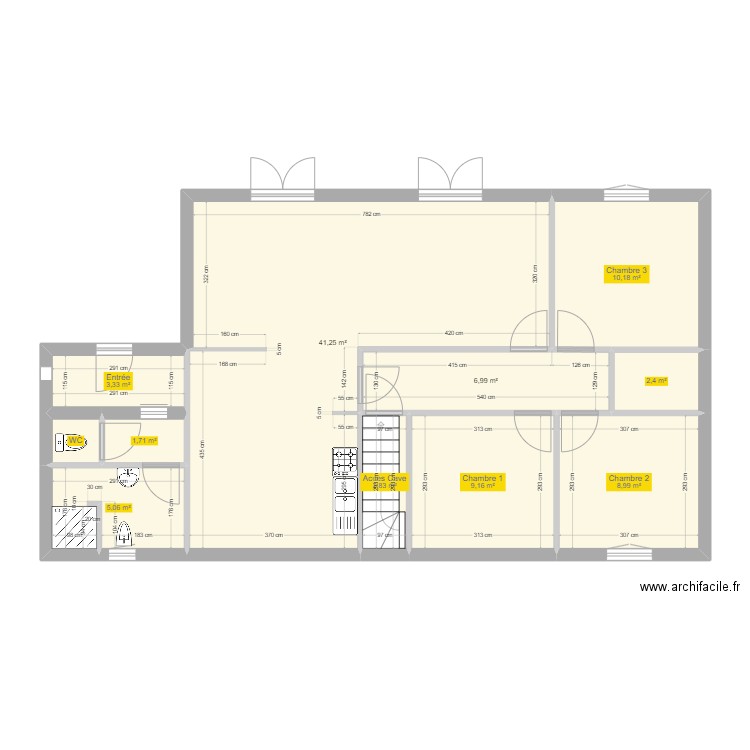 PLAN GOUISE. Plan de 11 pièces et 93 m2