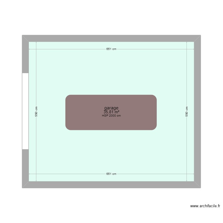 garage. Plan de 1 pièce et 36 m2