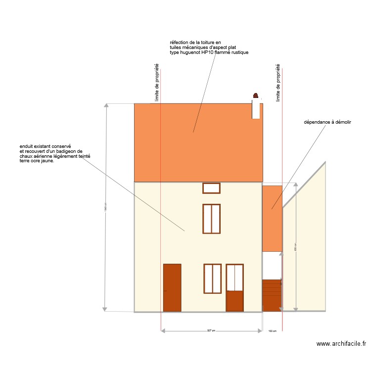 facade existant mirebeau. Plan de 0 pièce et 0 m2