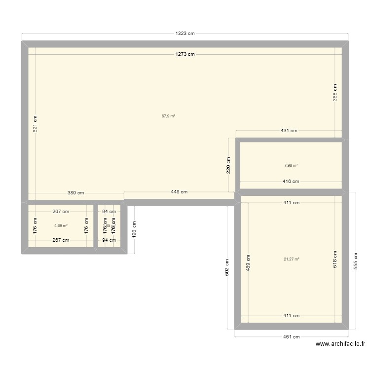 100m2. Plan de 5 pièces et 104 m2