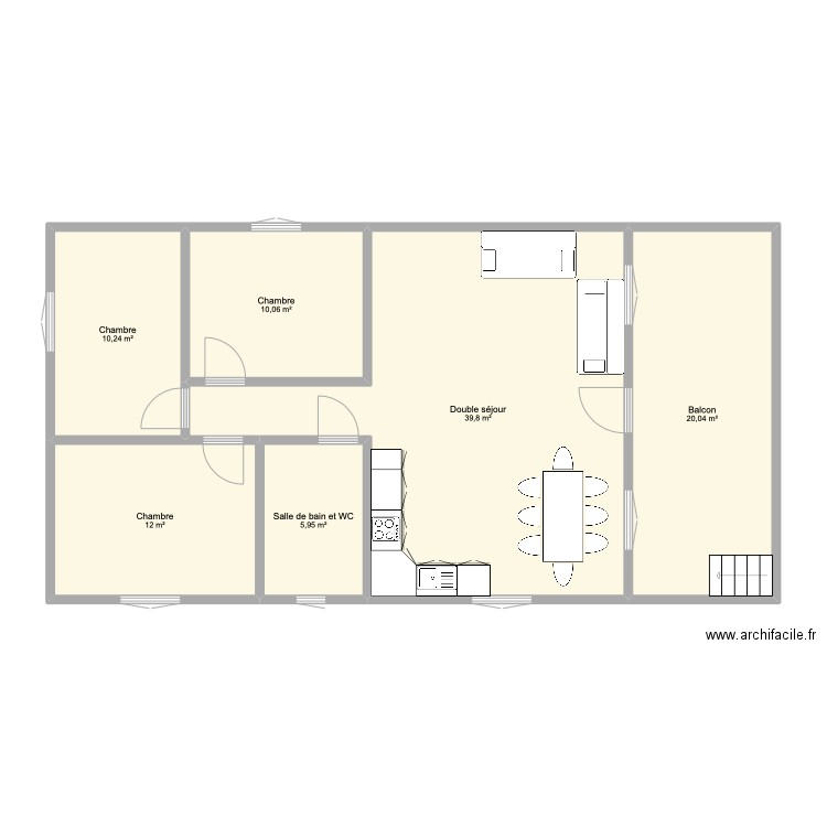 Maison. Plan de 6 pièces et 98 m2