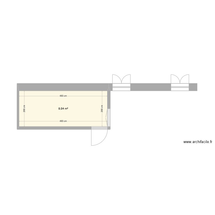 bureau. Plan de 1 pièce et 10 m2