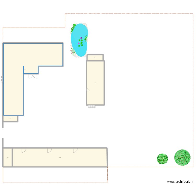 corp de ferme. Plan de 6 pièces et 711 m2