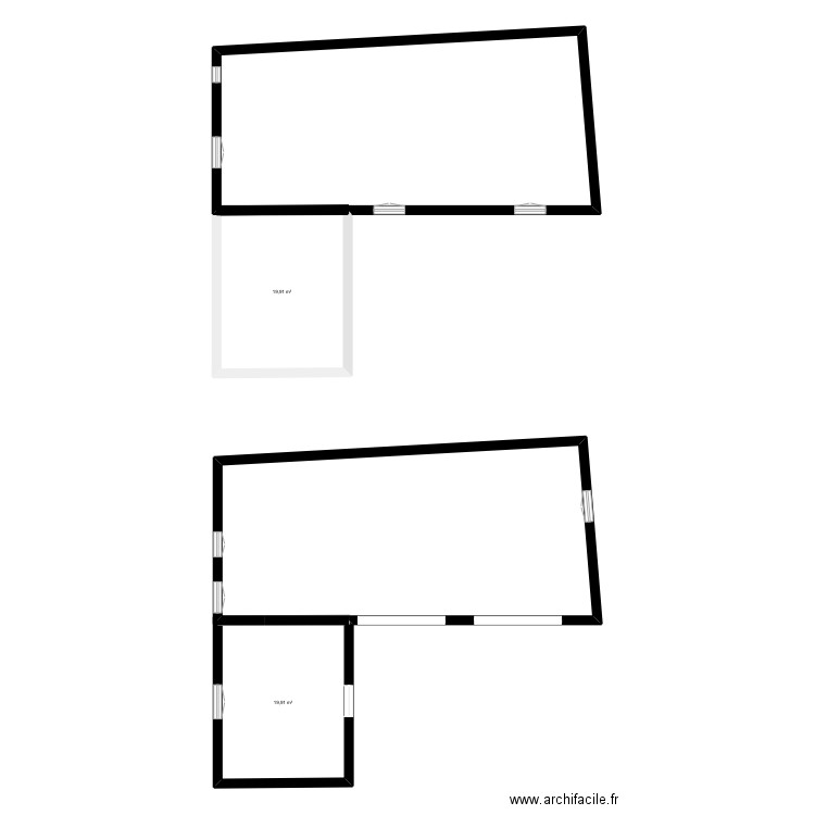 maison v1. Plan de 2 pièces et 40 m2