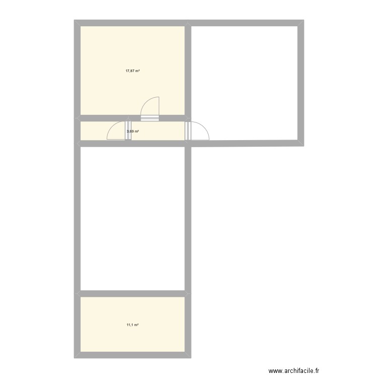 Maison. Plan de 3 pièces et 33 m2