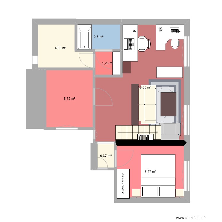 Terrier Mansardé. Plan de 0 pièce et 0 m2