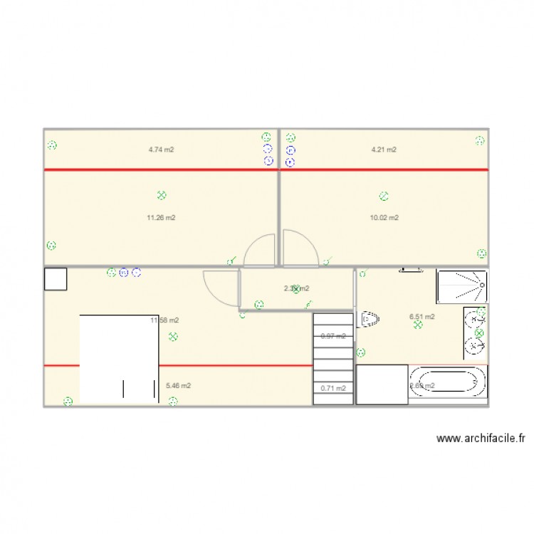 etage avec prise . Plan de 0 pièce et 0 m2