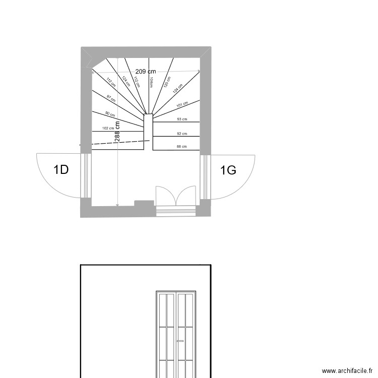 Escalier RDC à R+1. Plan de 0 pièce et 0 m2