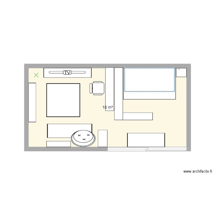 prefab. Plan de 1 pièce et 18 m2