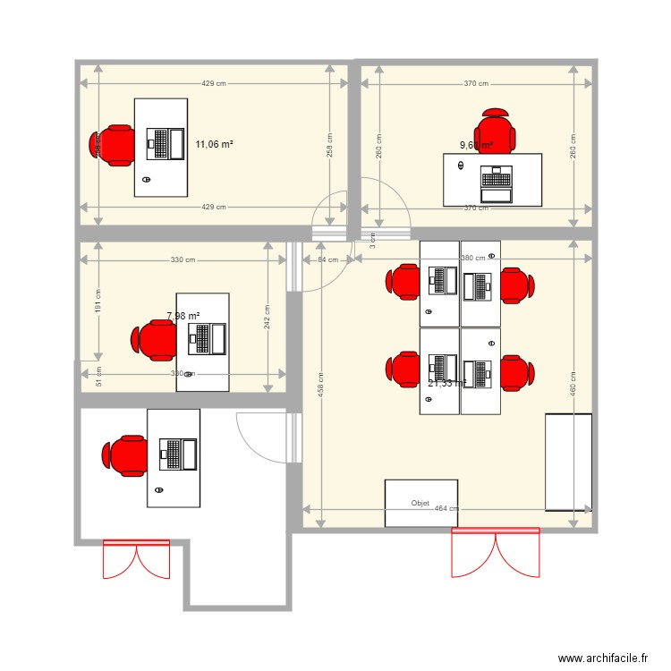 Plan bureaux administratif ml. Plan de 0 pièce et 0 m2