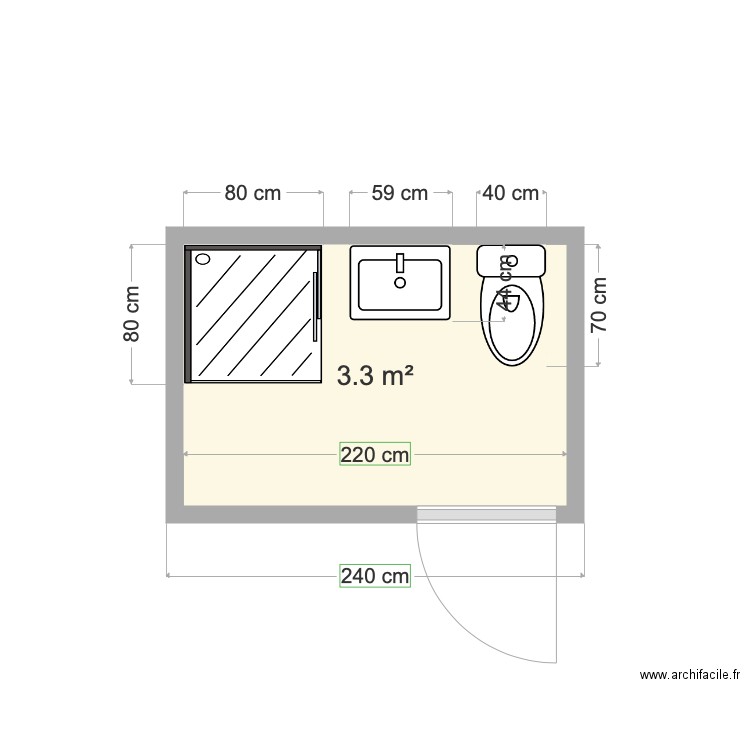 sanitaire individuel - Plan dessiné par lolobarbarin