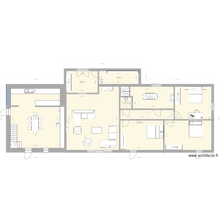 projet cuy. Plan de 6 pièces et 189 m2