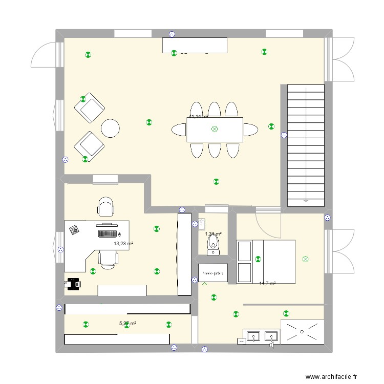 plan 2. Plan de 5 pièces et 76 m2