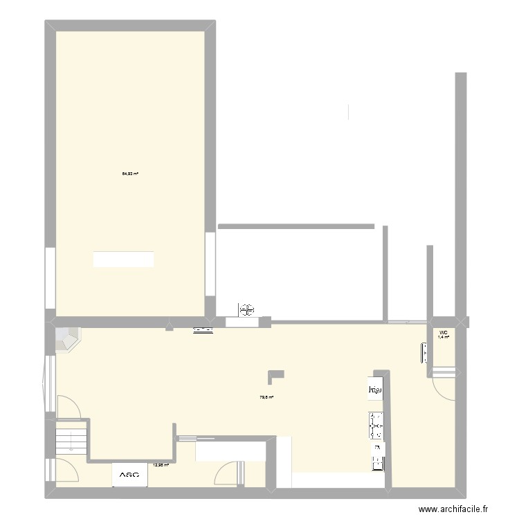 Rdc Projet P3. Plan de 4 pièces et 159 m2