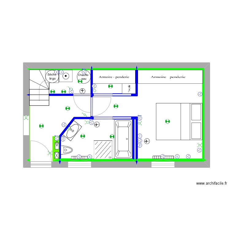 salon. Plan de 12 pièces et 27 m2