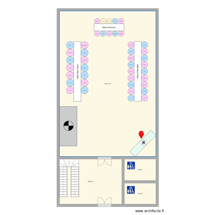 Table PACS Alain et Laurette. Plan de 4 pièces et 196 m2