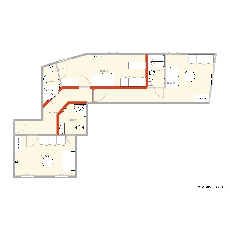 CALIFORNIE 3 STUDIO. Plan de 7 pièces et 57 m2