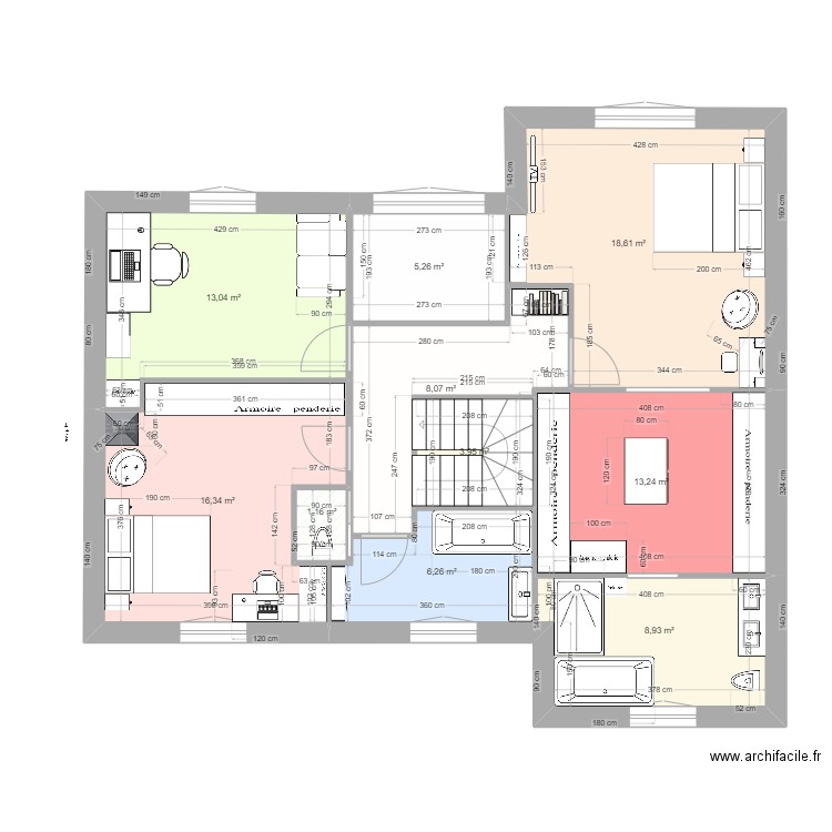 ETAGE 0924. Plan de 10 pièces et 95 m2