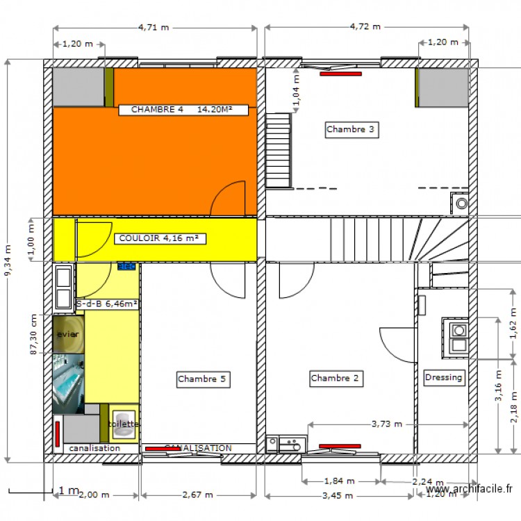 Bures 2]Ã©tage en cours. Plan de 0 pièce et 0 m2