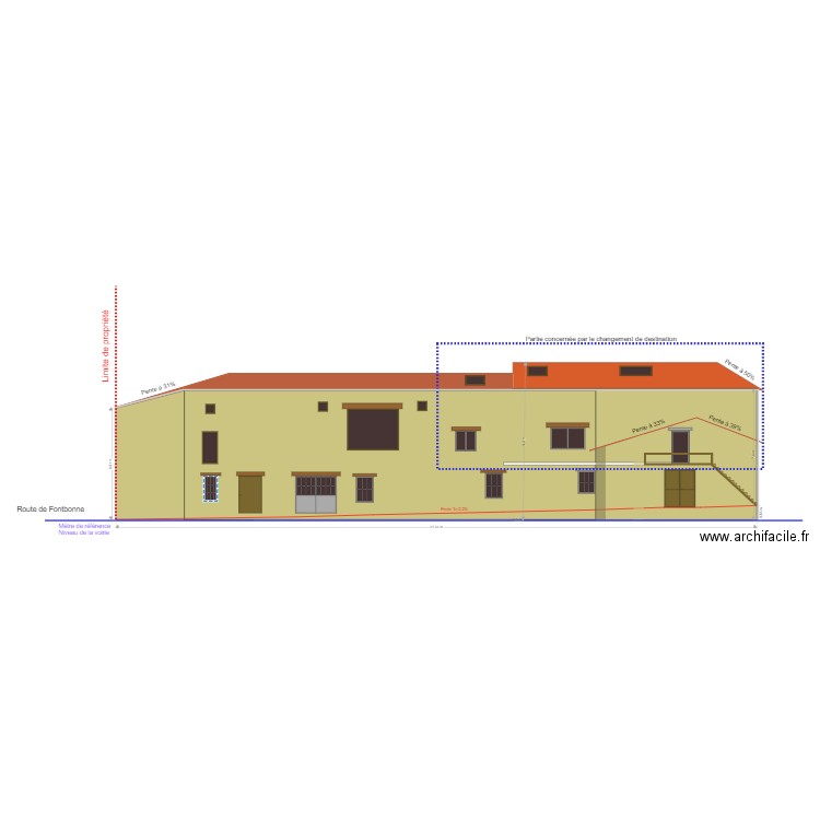 Plan de Coupe Facade Est. Plan de 0 pièce et 0 m2