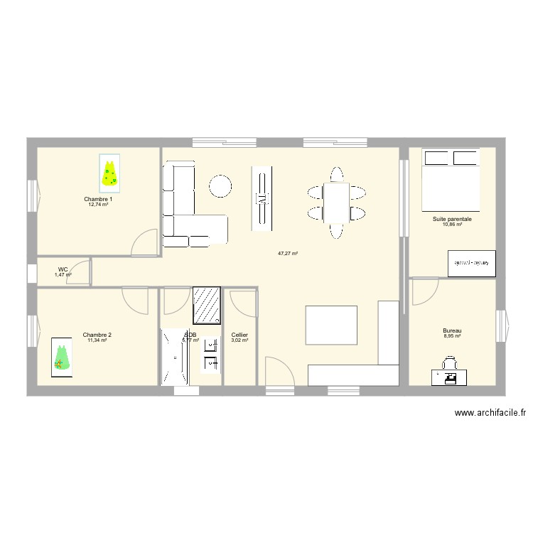 Maison plain pied 2. Plan de 0 pièce et 0 m2