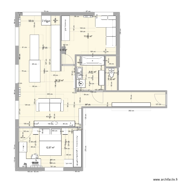 Appartement Nantes. Plan de 6 pièces et 68 m2