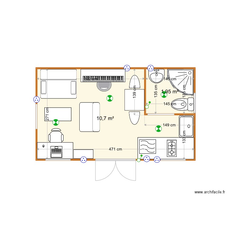 12m2. Plan de 0 pièce et 0 m2