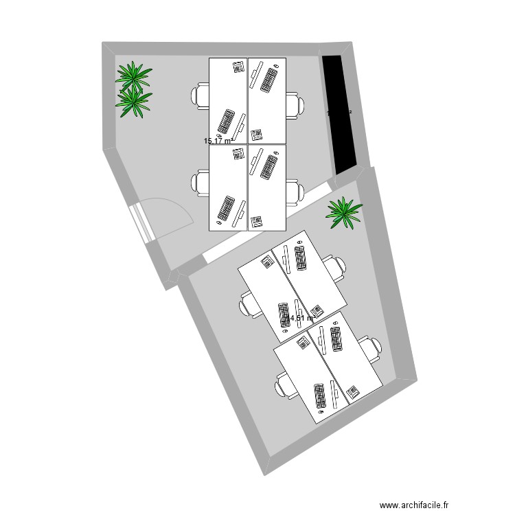 openspace H. Plan de 3 pièces et 31 m2