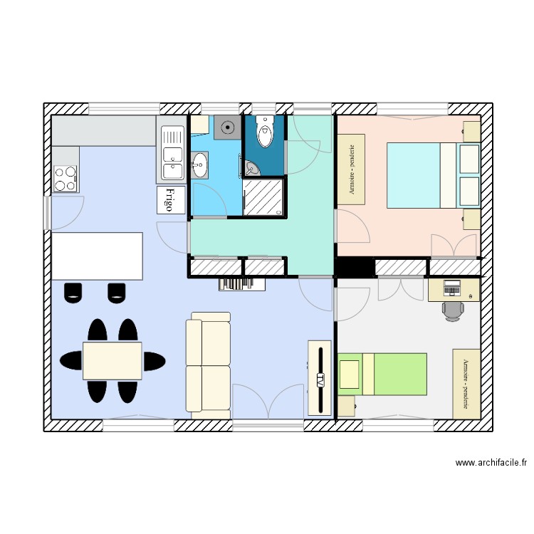 M meublé 2. Plan de 11 pièces et 57 m2