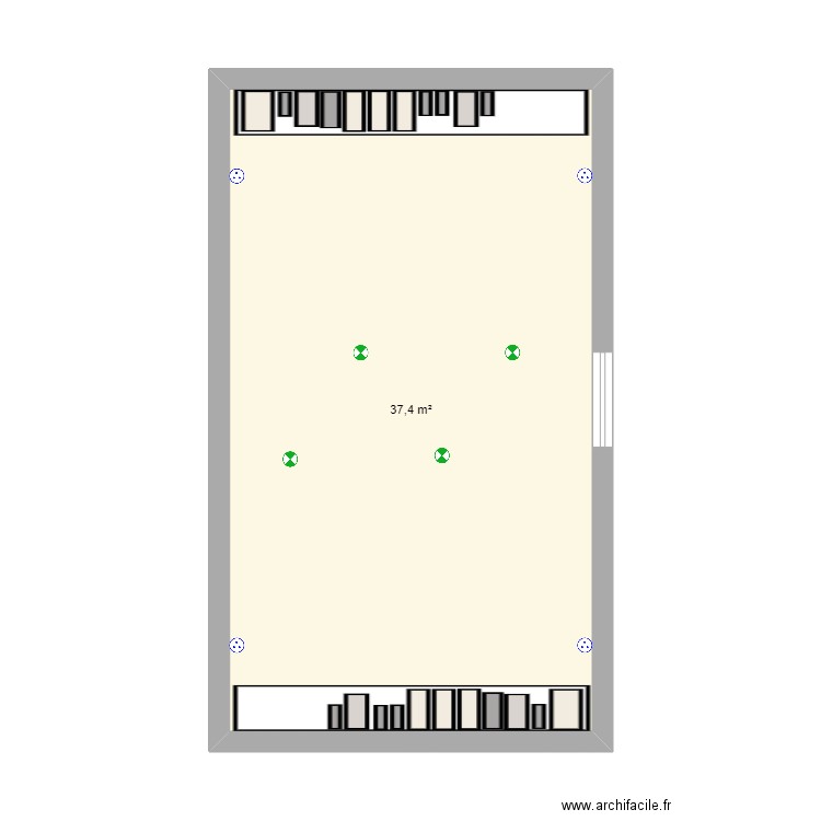 mezzanine. Plan de 1 pièce et 37 m2