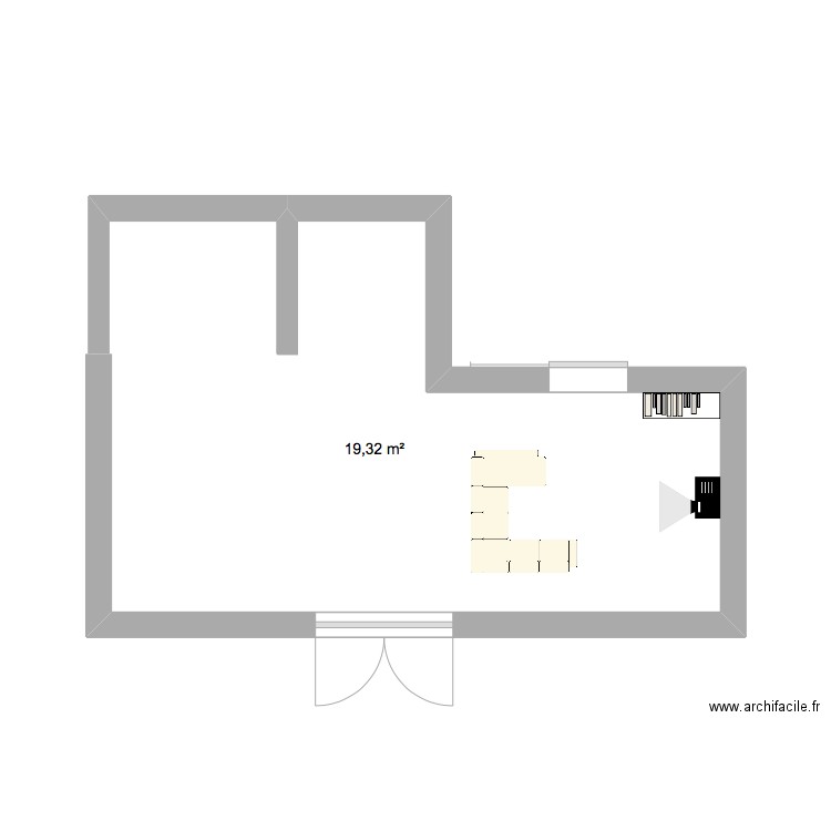 ESSAIE 1. Plan de 1 pièce et 19 m2