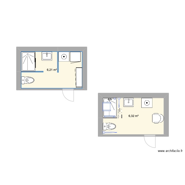 CONRY. Plan de 2 pièces et 13 m2