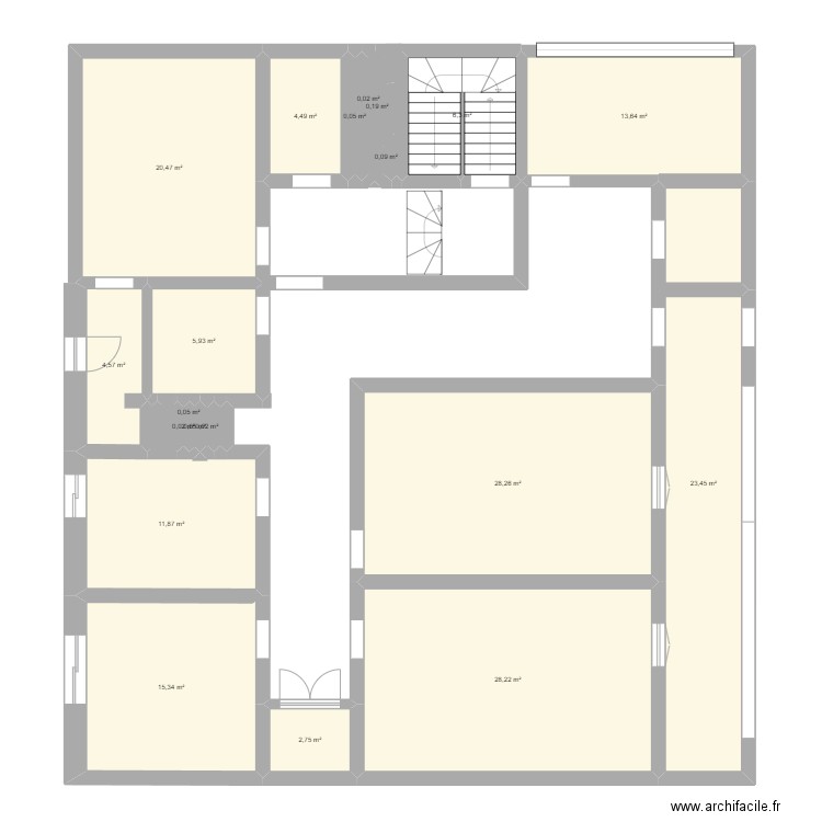 Ms1. Plan de 20 pièces et 166 m2