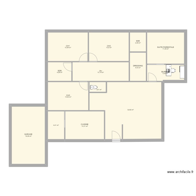 MAISON EN L. Plan de 0 pièce et 0 m2