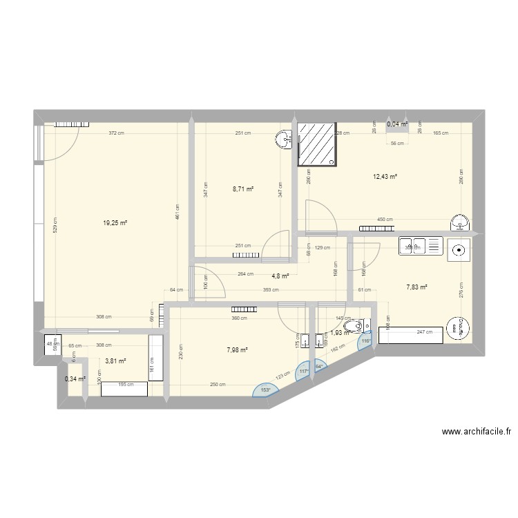 institut. Plan de 10 pièces et 67 m2