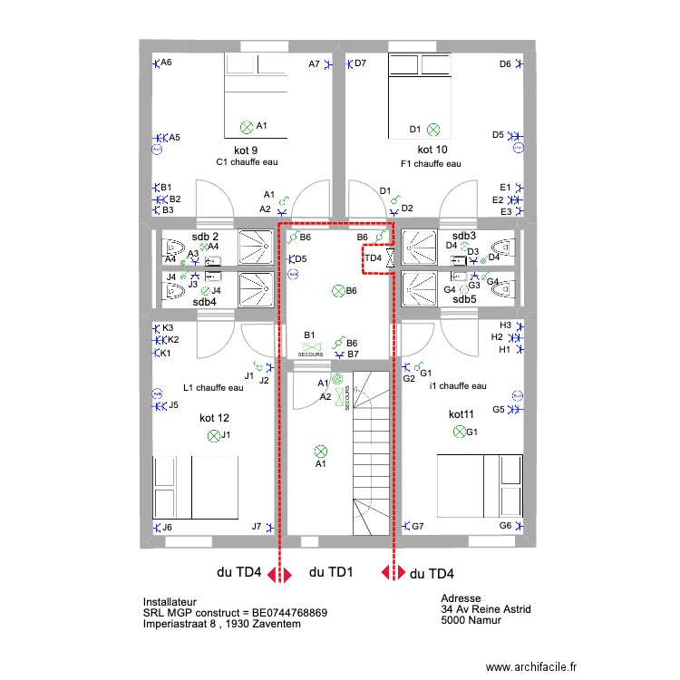 reine astrid 3em '. Plan de 8 pièces et 49 m2