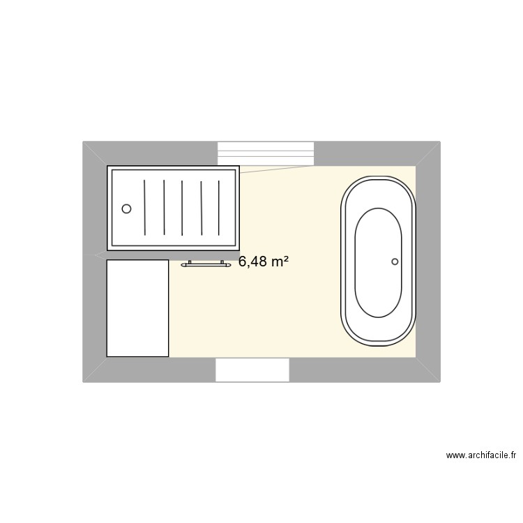 SALLE DE BAIN MAISON. Plan de 1 pièce et 6 m2