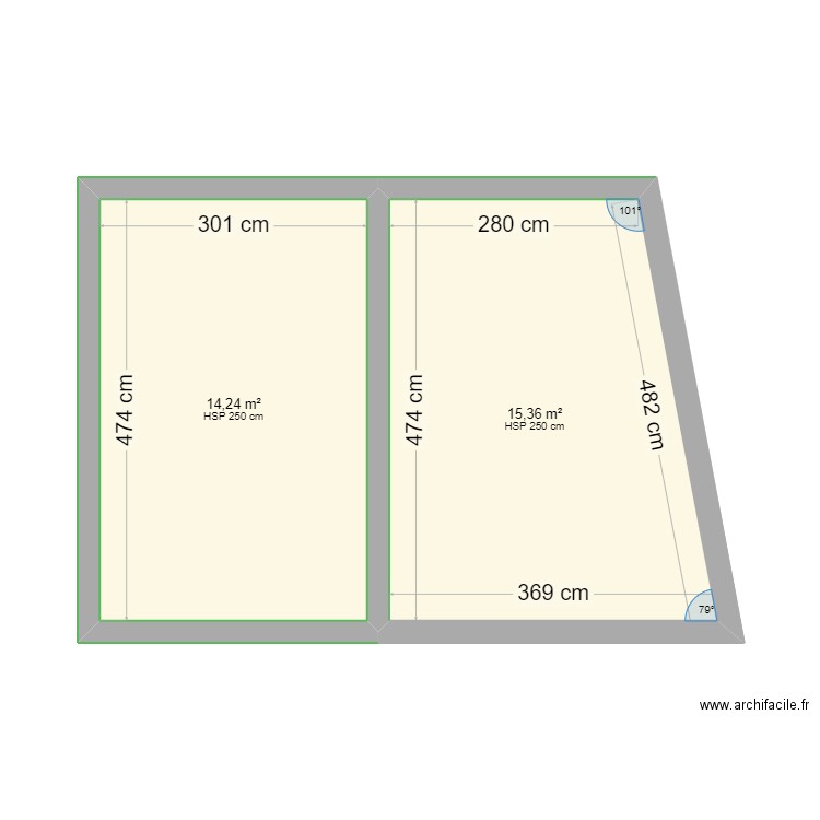 pigalle. Plan de 2 pièces et 30 m2