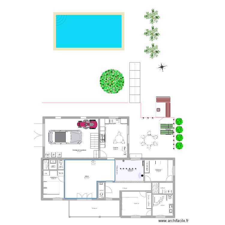 projet 5 D Allemagne wellness. Plan de 14 pièces et 143 m2