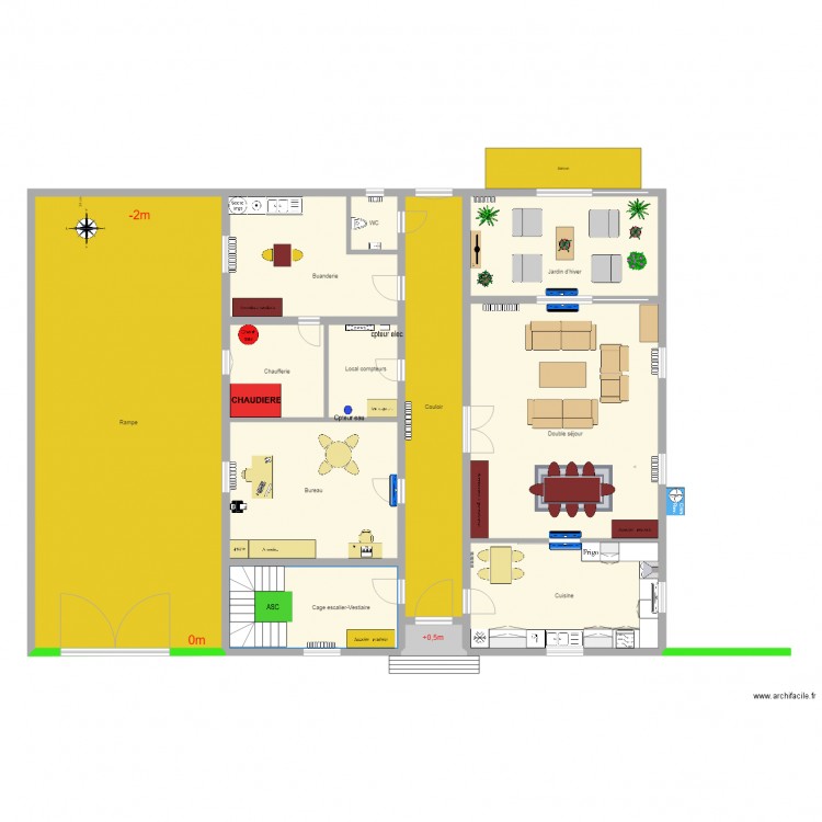 RDC avec rampe acces garage. Plan de 0 pièce et 0 m2