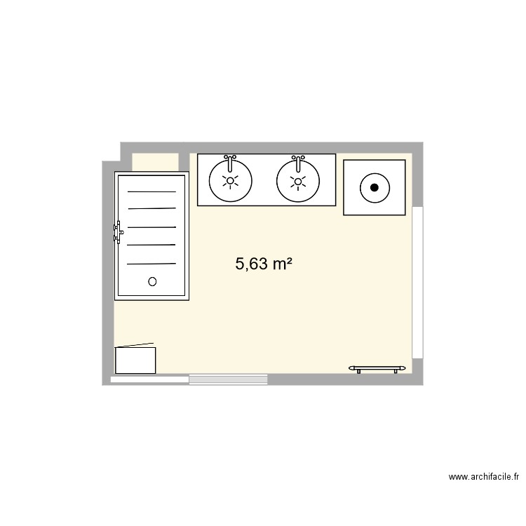 SDB - Plan 1 pièce 6 m2 dessiné par Bozzo92