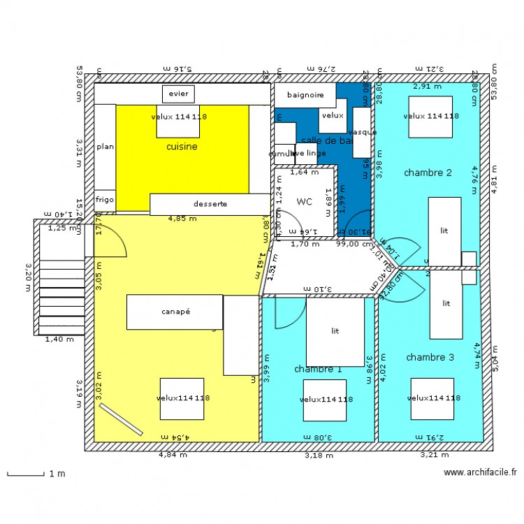 appartement sous comble amenagement3.1. Plan de 0 pièce et 0 m2