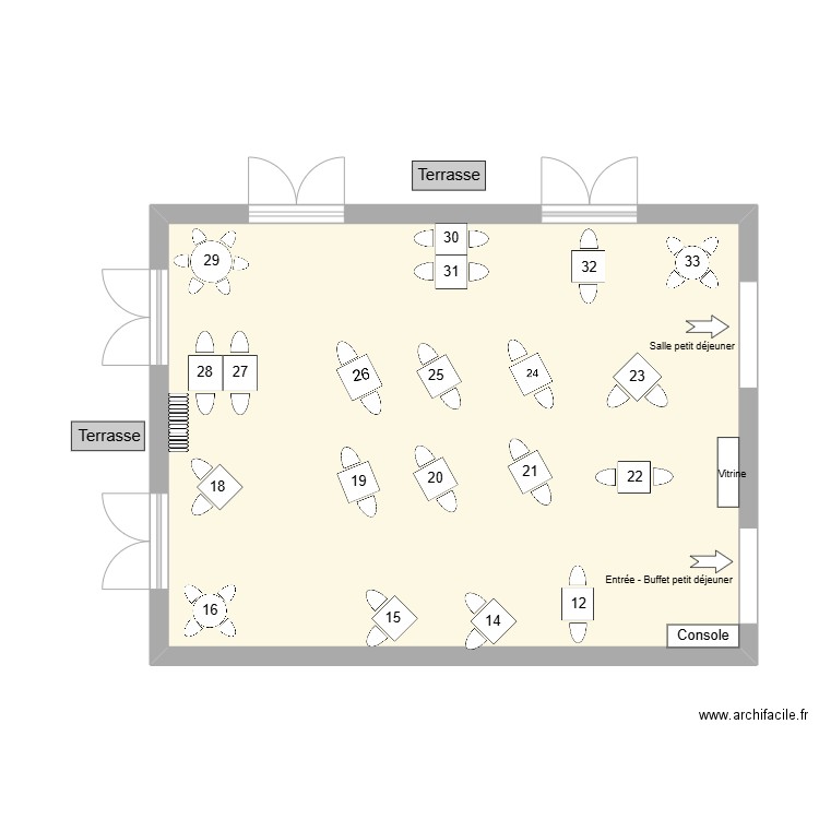 salle de restaurant. Plan de 1 pièce et 48 m2