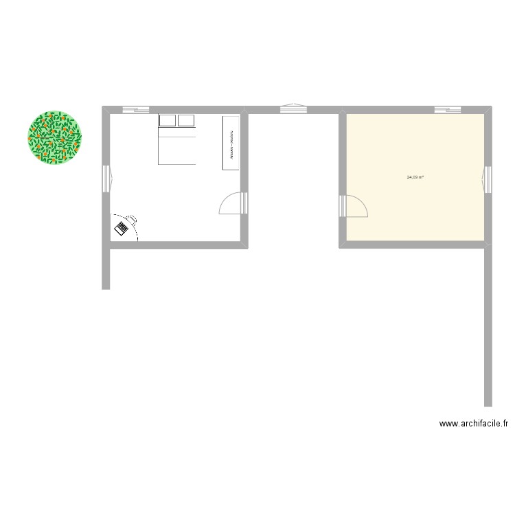 APLI. Plan de 1 pièce et 24 m2