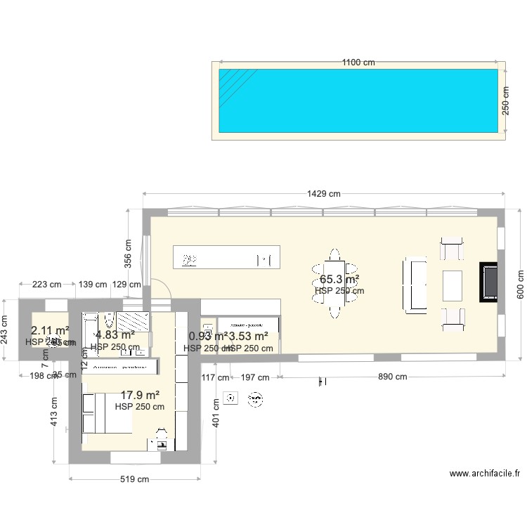 Extension 2 plus grande. Plan de 0 pièce et 0 m2