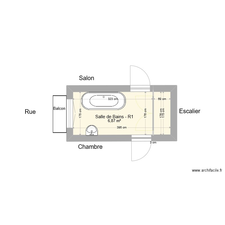 Salle de Bain-WC-R1 -VIC. Plan de 0 pièce et 0 m2