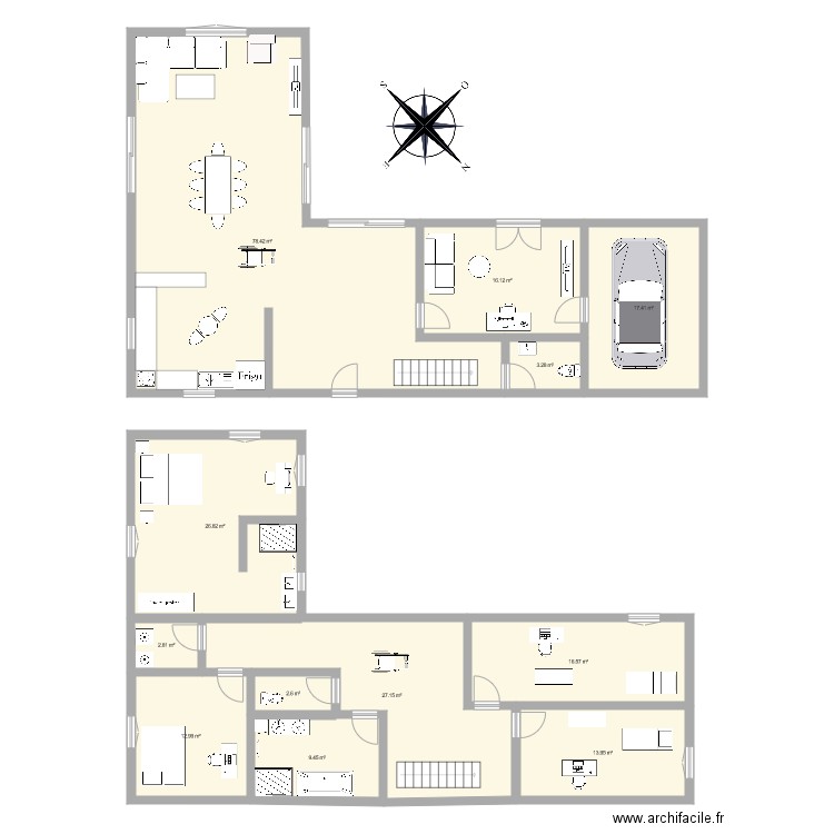 Idée maison angle. Plan de 0 pièce et 0 m2