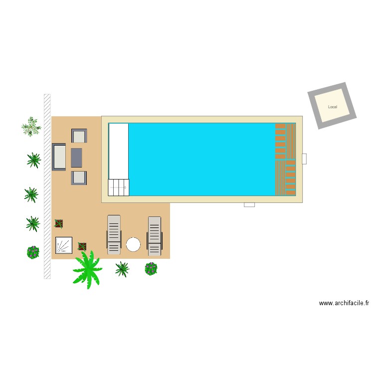 Piscine dans la pente. Plan de 0 pièce et 0 m2