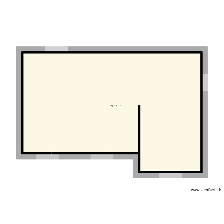 JSP. Plan de 1 pièce et 53 m2