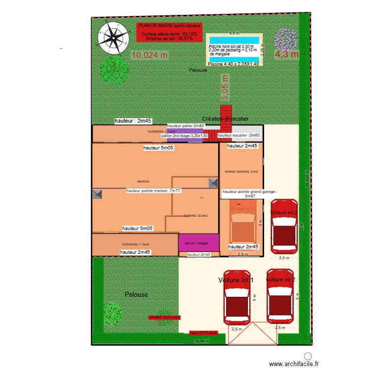 PLAN RDC MODIFIE 1. Plan de 6 pièces et 566 m2